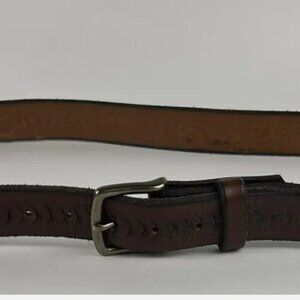 Cannon Beach Brown Tooled Leather Belt Mens 42 Brass Buckle Handcrafted Western